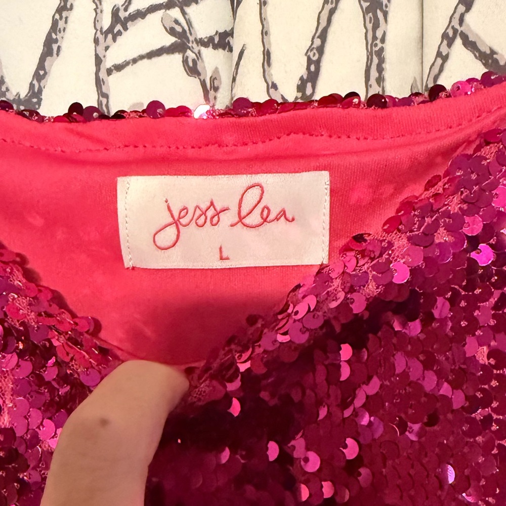 Jess Lea Sparkling Fuchsia Sequin Women's Top - Size Large - Picture 2 of 4